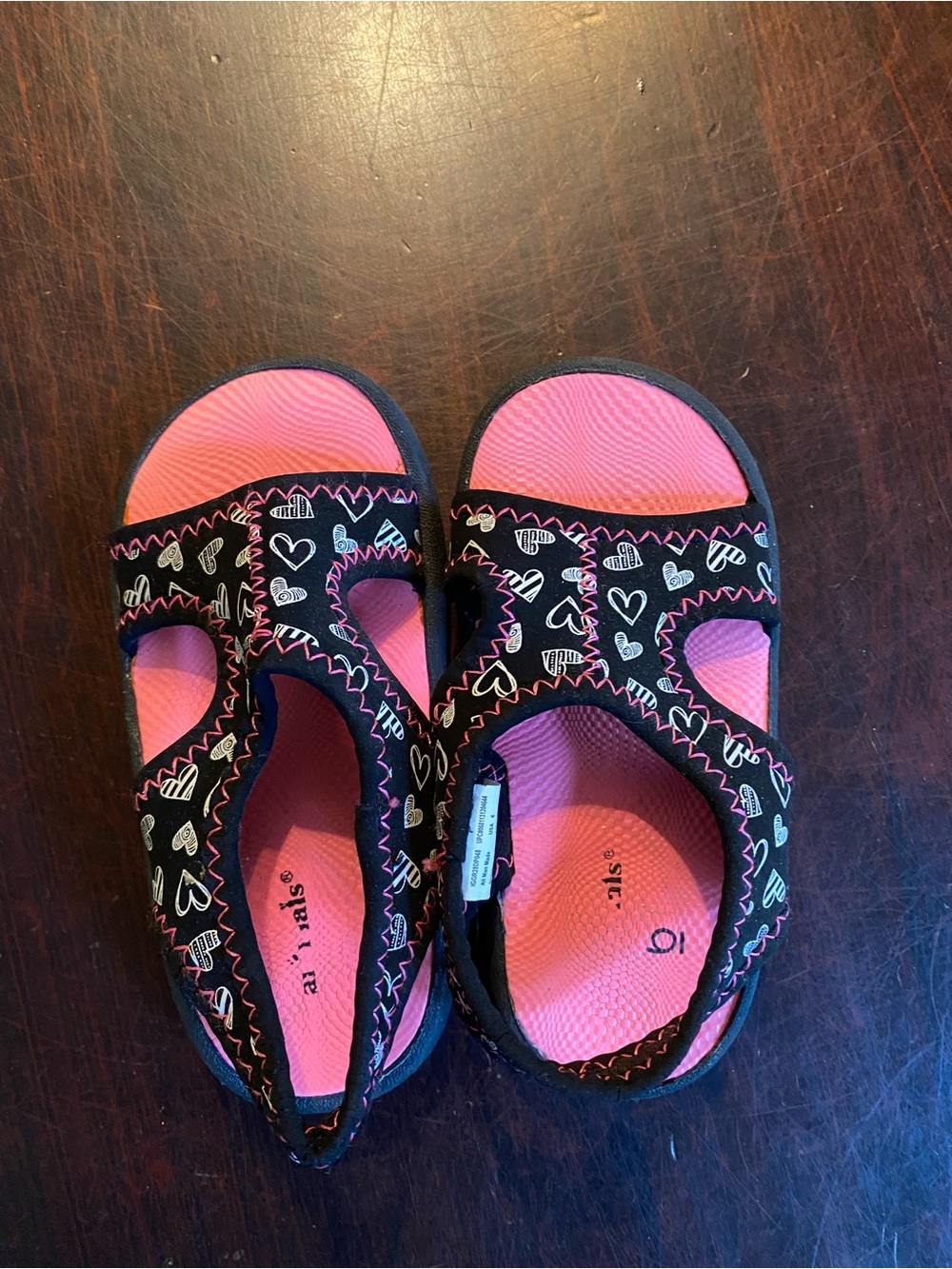 Garanimals Pink And Black Toddler Girls Sandals, Size 6